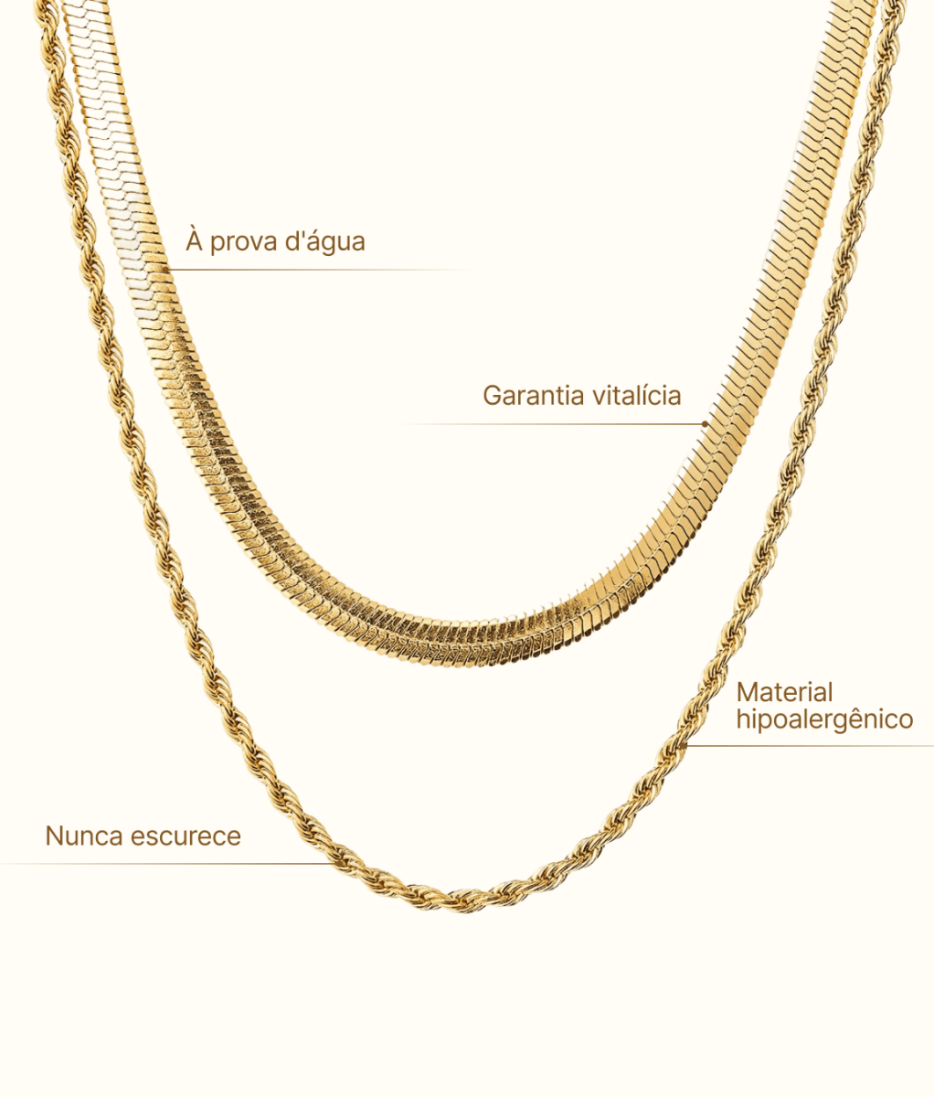 Mix Colar Eloá Banhado em Ouro 18K