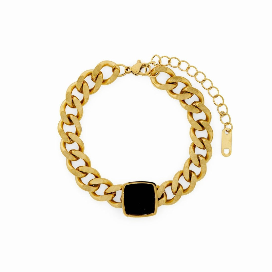 Pulseira Ônix Banhado em Ouro 18K