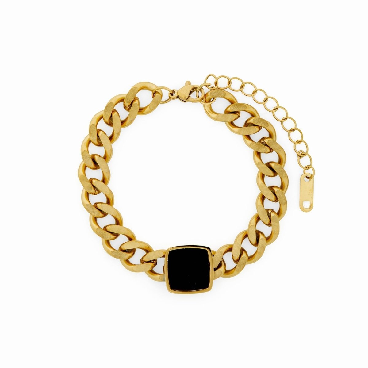 Pulseira Ônix Banhado em Ouro 18K
