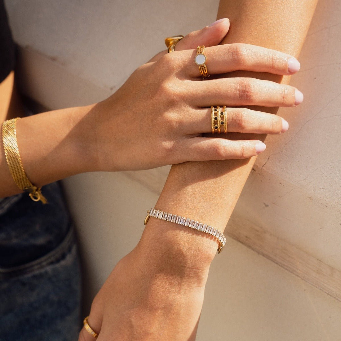 Pulseira Baguete Amelina Banhado em Ouro 18K