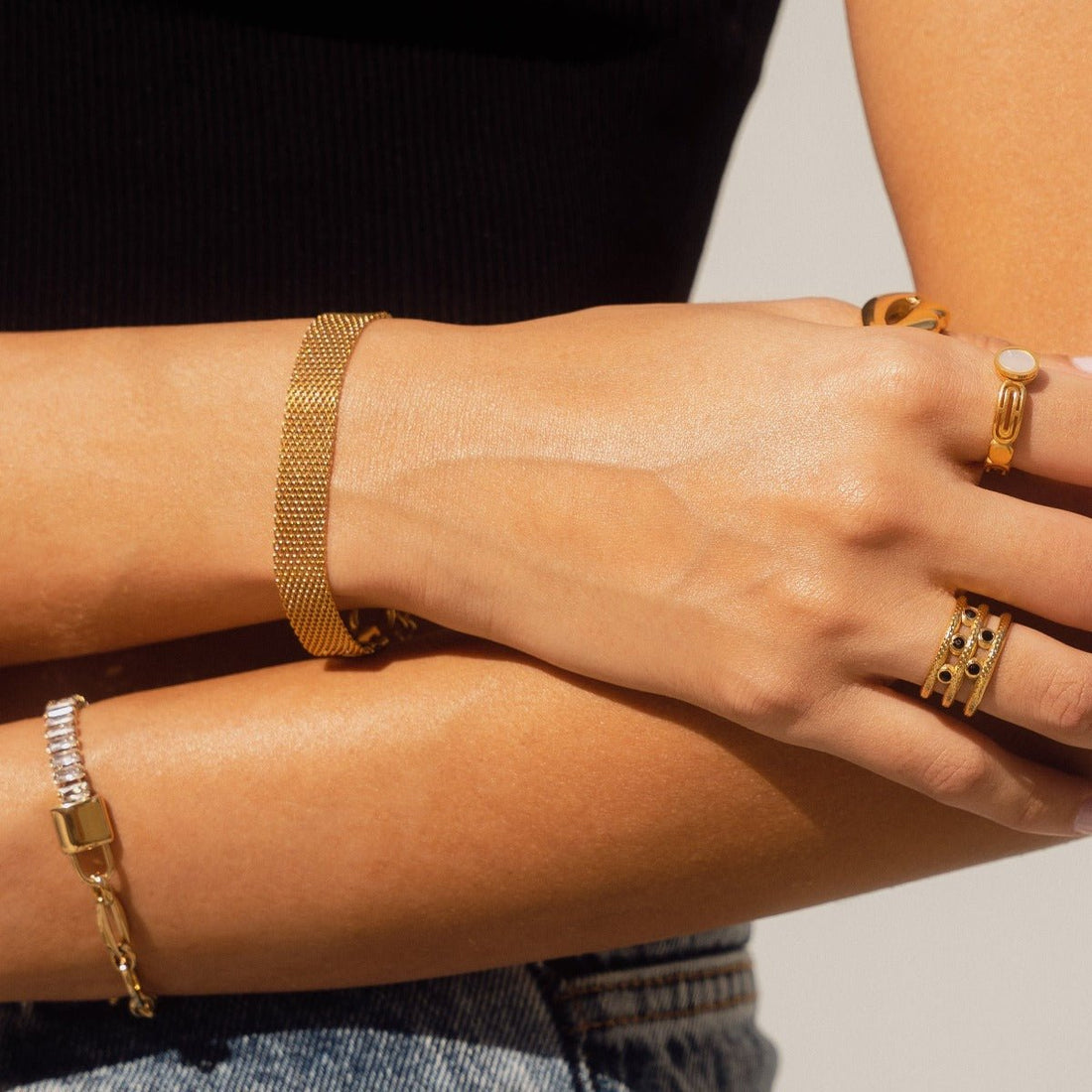 Pulseira Baguete Amelina Banhado em Ouro 18K
