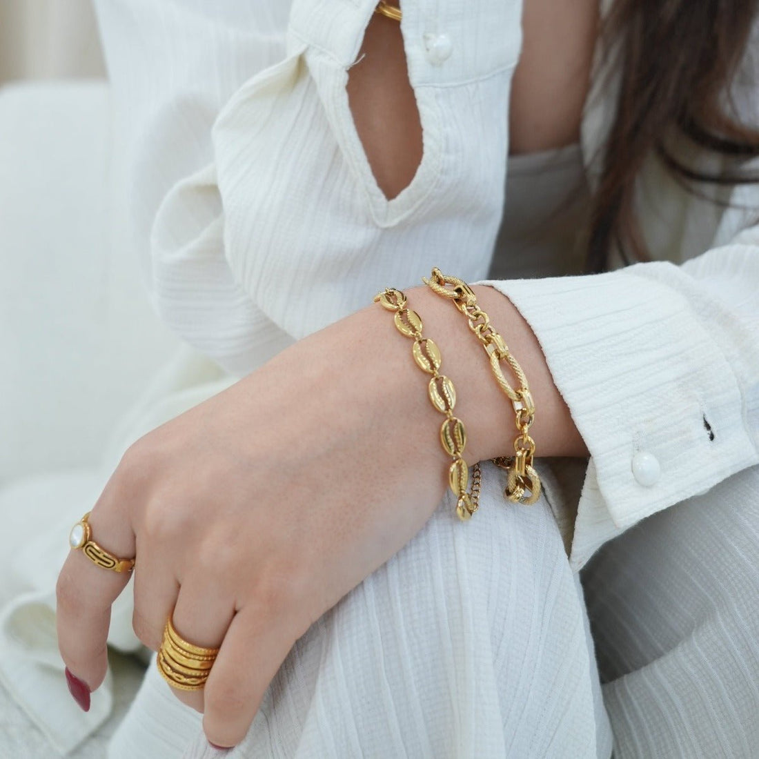 Pulseira Concha Moana Banhada em Ouro 18k