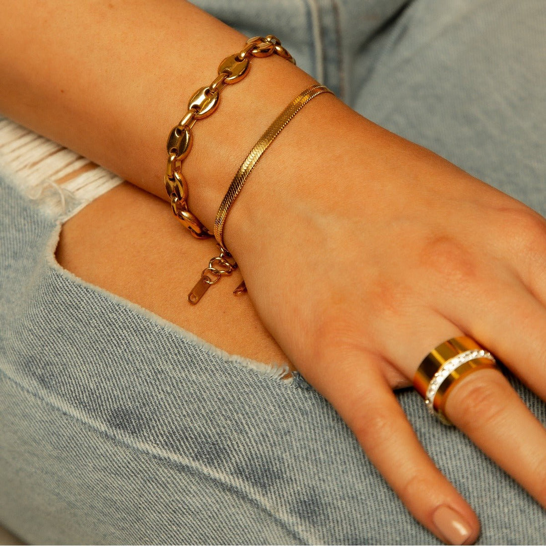 Pulseira Malha Celestine Banhado em Ouro 18K