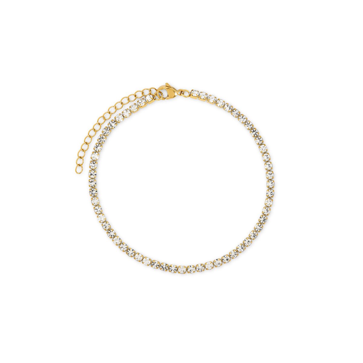 Tornozeleira Cravejada Elaine Banhado em Ouro 18K