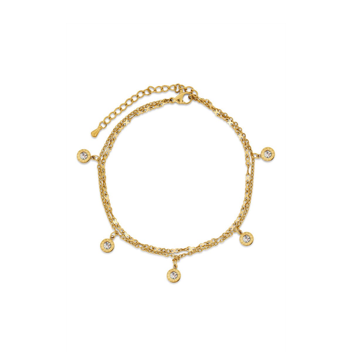 Tornozeleira Zircônia Selene Banhado em Ouro 18K