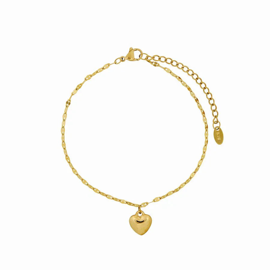 Tornozeleira Coração Coraline Banhado em Ouro 18K